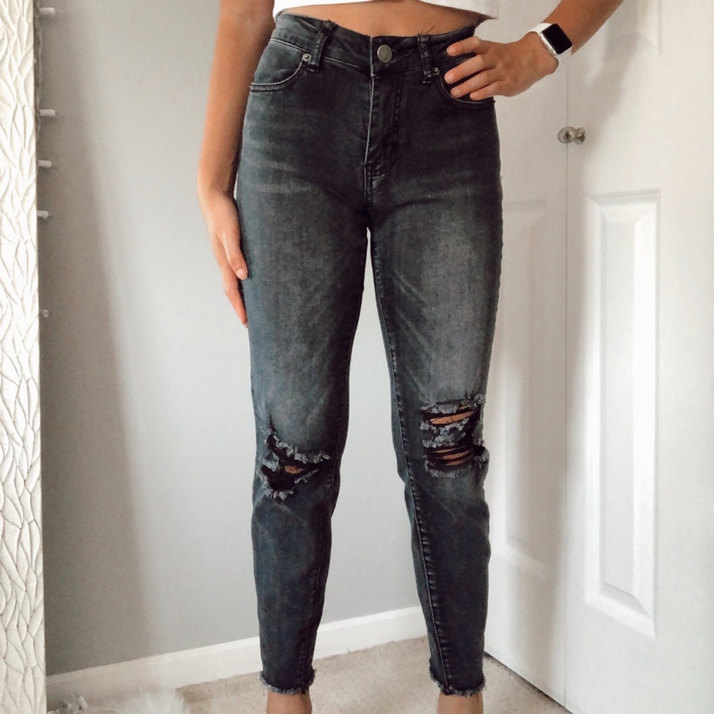 black ripped jeans